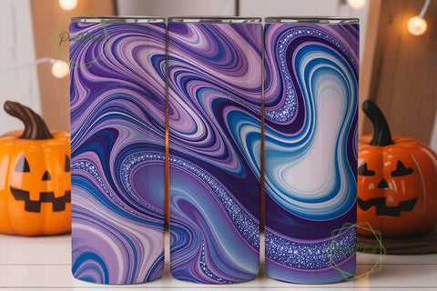 Purple Blue Glitter Marble Tumbler Wrap Sublimation PixelChick 