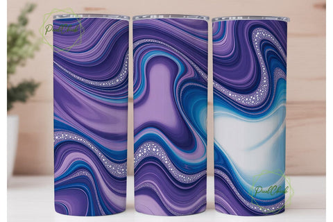 Purple Blue Glitter Marble Tumbler Wrap Sublimation PixelChick 