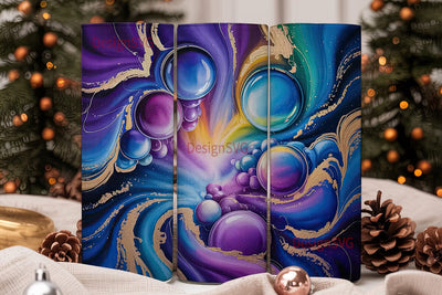 Purple Blue Gold Abstract Tumbler Wrap Sublimation DesignSVG 