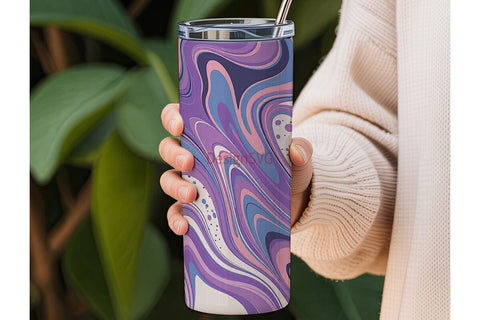 Purple Blue Marble 20oz Tumbler Wrap Sublimation DesignSVG 