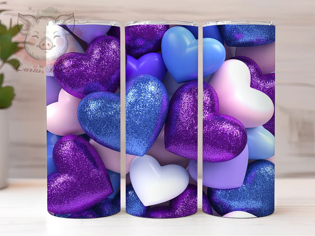 Purple Blue Valentine Hearts Tumbler, Valentine Love Wrap, Cute Hearts Cup, Romantic Sublimation Design, Valentine Gift Tumbler, Sweet Colorful Hearts Wrap, Adorable Love Cup Sublimation Lara' s Designs 