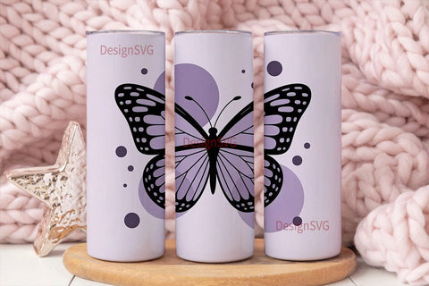 Purple Butterfly 20oz Tumbler Wrap Sublimation DesignSVG 