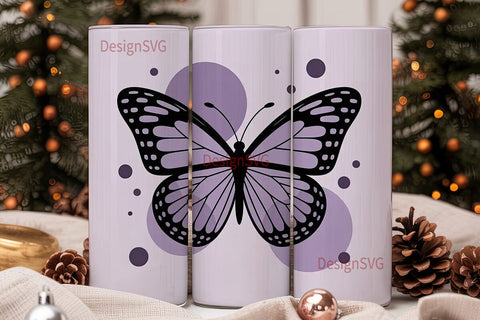 Purple Butterfly 20oz Tumbler Wrap Sublimation DesignSVG 