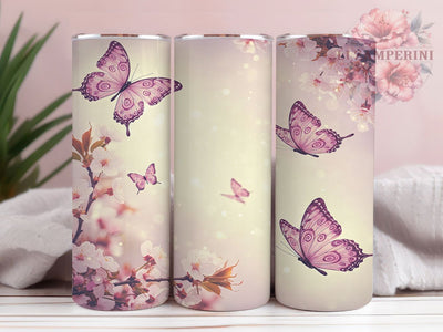 Purple Butterfly and Cherry Blossom Tumbler, Floral Tumbler Wrap, 20oz Tumbler Design, Sublimation Tumbler Wrap, Butterfly Floral Wrap, Spring Tumbler Design Sublimation Li Zamperini 