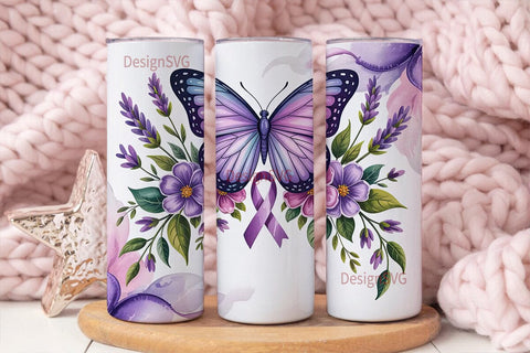Purple Butterfly Awareness 20oz Tumbler Sublimation DesignSVG 