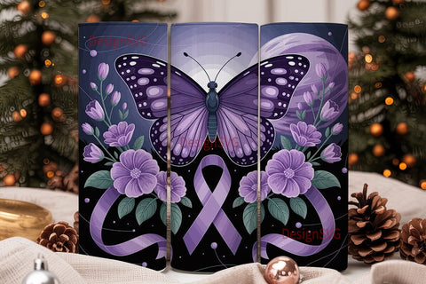 Purple Butterfly Awareness 20oz Tumbler Sublimation DesignSVG 