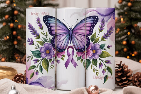 Purple Butterfly Awareness 20oz Tumbler Sublimation DesignSVG 