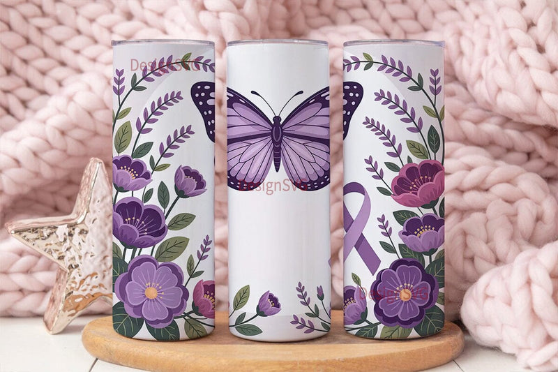Purple Butterfly Awareness 20oz Tumbler Sublimation DesignSVG 
