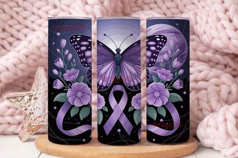 Purple Butterfly Awareness 20oz Tumbler Sublimation DesignSVG 