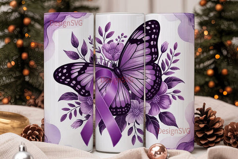 Purple Butterfly Awareness 20oz Tumbler Sublimation DesignSVG 