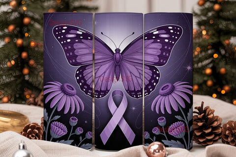 Purple Butterfly Awareness 20oz Tumbler Sublimation DesignSVG 