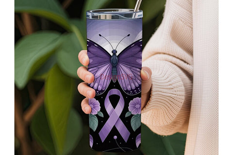 Purple Butterfly Awareness 20oz Tumbler Sublimation DesignSVG 