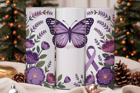 Purple Butterfly Awareness 20oz Tumbler Sublimation DesignSVG 