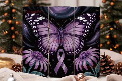 Purple Butterfly Awareness 20oz Tumbler Sublimation DesignSVG 