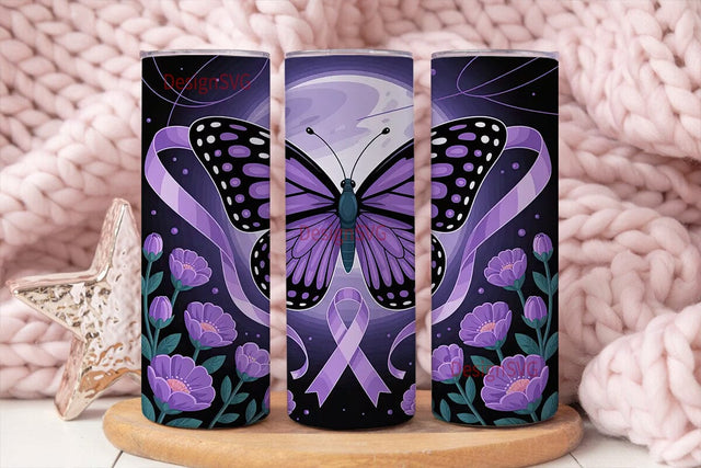 Purple Butterfly Awareness 20oz Tumbler Sublimation DesignSVG 