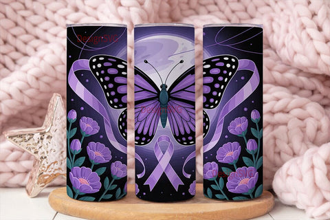 Purple Butterfly Awareness 20oz Tumbler Sublimation DesignSVG 