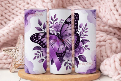 Purple Butterfly Awareness 20oz Tumbler Sublimation DesignSVG 
