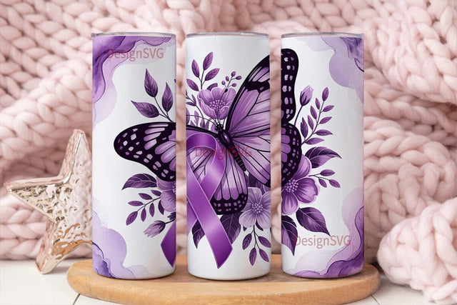 Purple Butterfly Awareness 20oz Tumbler Sublimation DesignSVG 