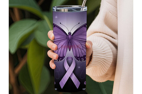 Purple Butterfly Awareness 20oz Tumbler Sublimation DesignSVG 