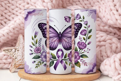 Purple Butterfly Awareness 20oz Tumbler Sublimation DesignSVG 