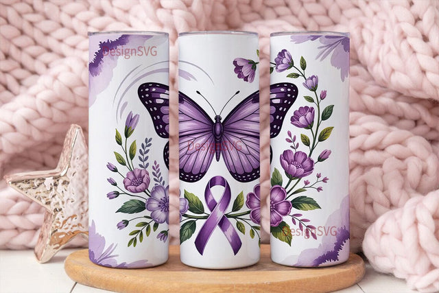 Purple Butterfly Awareness 20oz Tumbler Sublimation DesignSVG 