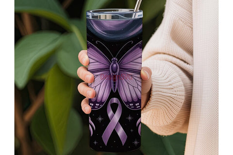 Purple Butterfly Awareness 20oz Tumbler Sublimation DesignSVG 