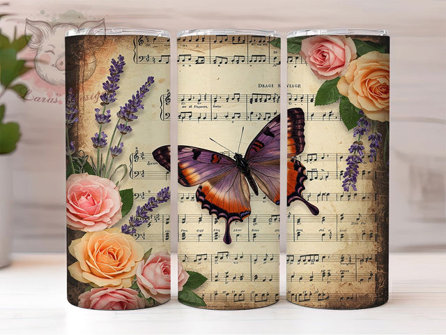 Purple Butterfly Elegant Tumbler, Elegant Insect Wrap, 20oz Tumbler Sublimation, Vibrant Nature Design, Fantasy Butterfly Art, Feminine Aesthetic Gift, Whimsical Flutter Print Sublimation Lara' s Designs 