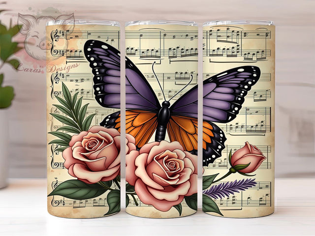 Purple Butterfly Elegant Tumbler, Elegant Insect Wrap, 20oz Tumbler Sublimation, Vibrant Nature Design, Fantasy Butterfly Art, Feminine Aesthetic Gift, Whimsical Flutter Print Sublimation Lara' s Designs 