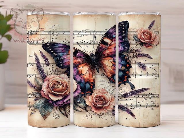 Purple Butterfly Elegant Tumbler, Elegant Insect Wrap, 20oz Tumbler Sublimation, Vibrant Nature Design, Fantasy Butterfly Art, Feminine Aesthetic Gift, Whimsical Flutter Print Sublimation Lara' s Designs 