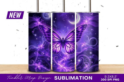 Purple Butterfly Fantasy Mystical Moonlight Night Sky Sublimation Regulrcrative 