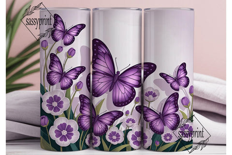 Purple Butterfly Floral 20oz Tumbler Sublimation sassyprint 