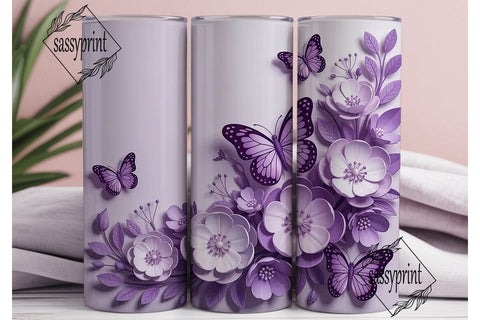 Purple Butterfly Floral 20oz Tumbler Sublimation sassyprint 