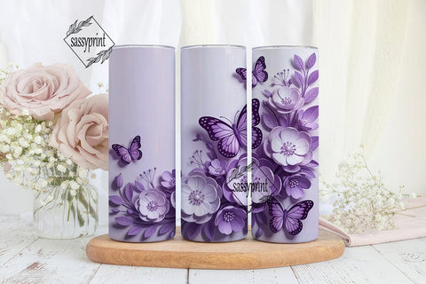 Purple Butterfly Floral 20oz Tumbler Sublimation sassyprint 