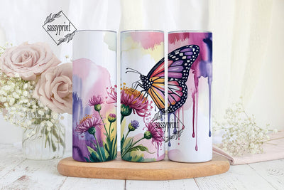 Purple Butterfly Floral 20oz Tumbler Sublimation sassyprint 