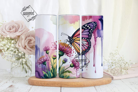 Purple Butterfly Floral 20oz Tumbler Sublimation sassyprint 