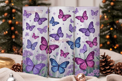 Purple Butterfly Garden 20oz Tumbler Sublimation DesignSVG 