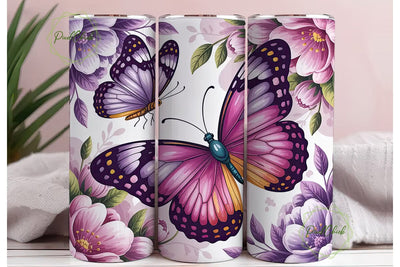 Purple Butterfly Garden 20oz Tumbler Sublimation PixelChick 