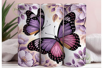 Purple Butterfly Garden 20oz Tumbler Sublimation PixelChick 