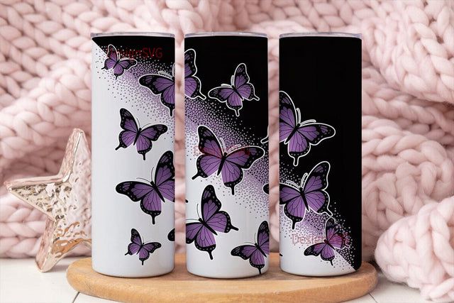 Purple Butterfly Glitter 20oz Tumbler Sublimation DesignSVG 
