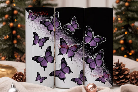 Purple Butterfly Glitter 20oz Tumbler Sublimation DesignSVG 