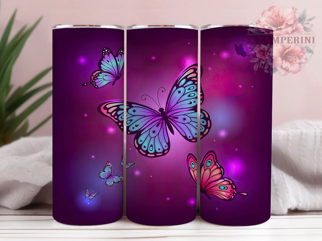 Purple Butterfly Glitter Magic 20oz Tumbler, Glitter Design, Mystic Magic, Butterfly Glam, Sparkle Theme, Skinny Tumbler, Sublimation PNG Sublimation Li Zamperini 