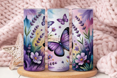 Purple Butterfly Lavender 20oz Tumbler Sublimation DesignSVG 