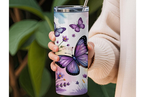 Purple Butterfly Lavender 20oz Tumbler Sublimation DesignSVG 
