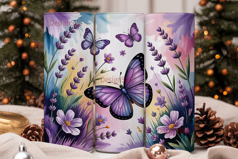 Purple Butterfly Lavender 20oz Tumbler Sublimation DesignSVG 