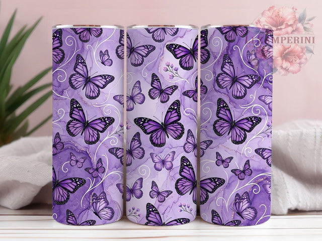 Purple Butterfly Marble 20oz Tumbler, Purple Butterfly, Butterfly Marble, Marble Tumbler, 20oz Tumbler, Purple Tumbler, Butterfly Tumbler, Tumbler Wrap Sublimation Li Zamperini 