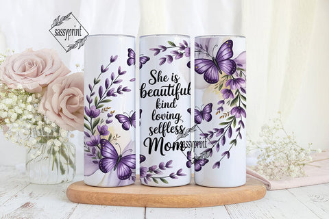 Purple Butterfly Mom 20oz Tumbler Wrap Sublimation sassyprint 