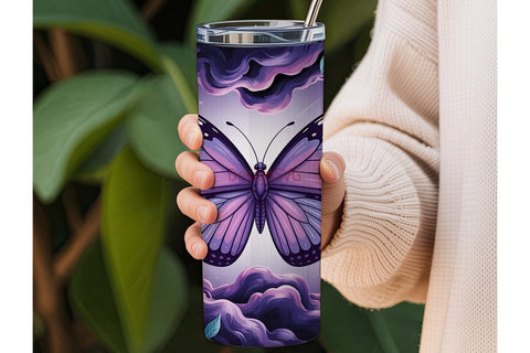 Purple Butterfly Nebula 20oz Tumbler Sublimation DesignSVG 