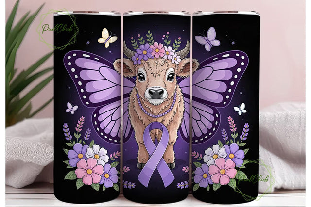 Purple Calf with Butterfly WingsTumbler Sublimation PixelChick 