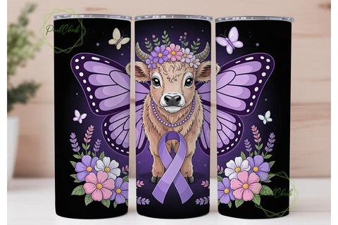 Purple Calf with Butterfly WingsTumbler Sublimation PixelChick 