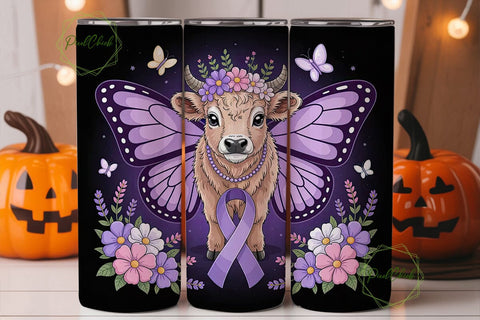 Purple Calf with Butterfly WingsTumbler Sublimation PixelChick 
